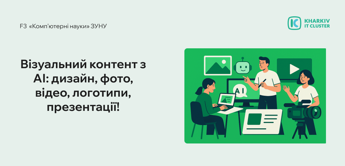 11 листопада о 16:00 запрошуємо вас на вебінар «Візуальний контент з АІ: дизайн, фото, відео, логотипи, презентації»